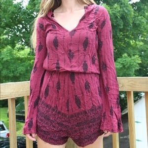 BOHO Burgundy Romper